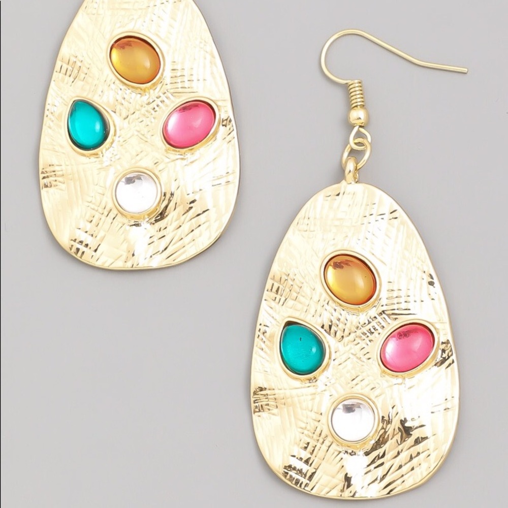 💖NEW💖Multicolored Jeweled Oval Drop Earrings